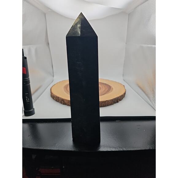 4.3lb Arfvedsonite Garnet Blue Flashes Crystal Point Tower Polished - Picture 6 of 7